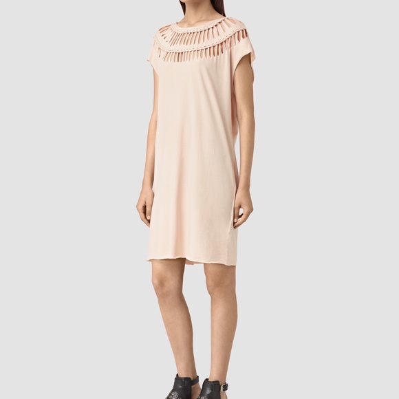 All Saints Slash Tee Dress in Pink - Picture 2 of 8